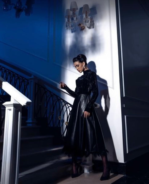 Black leather dress