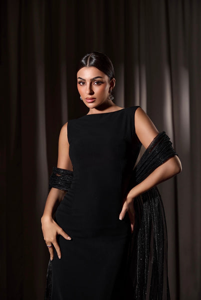 Black dress with cape