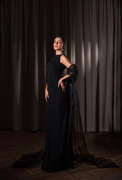 Black dress with cape