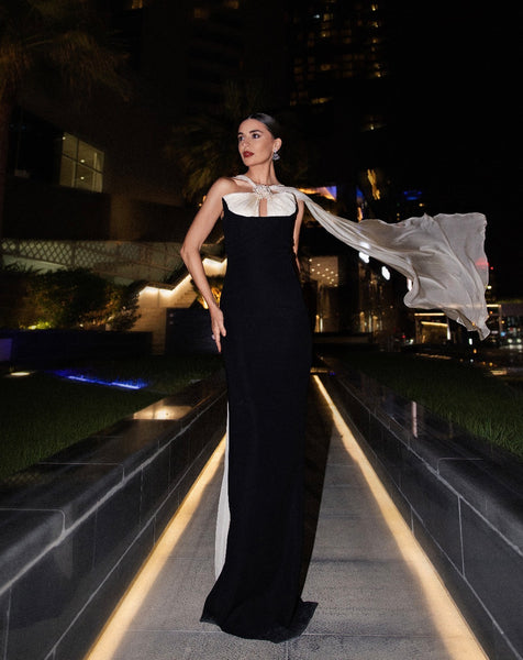 Black and ivory dress