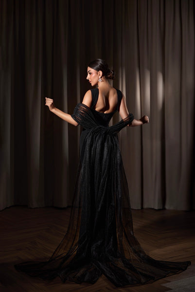 Black dress with cape