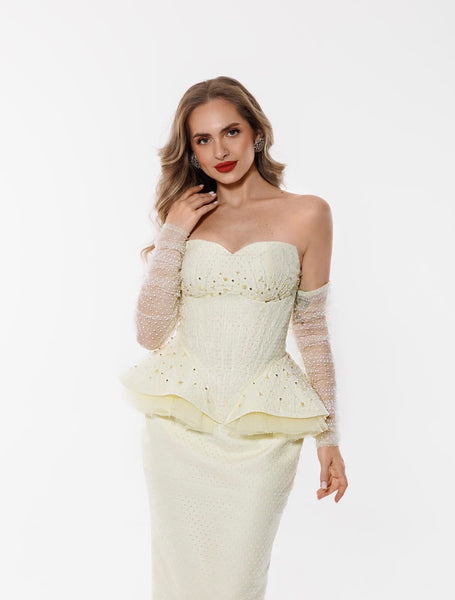 Butter yellow corset dress